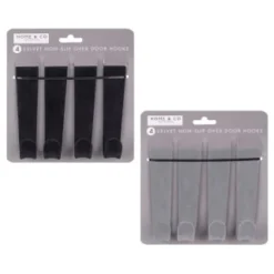 B&M Velvet Overdoor Hooks 4pk - Black -Cheap Warm House Furnish Store 383665 4 velvet non slip over door hooks main