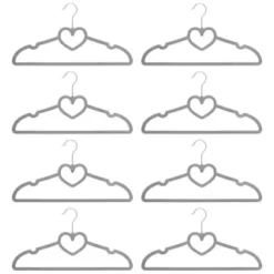 B&M Velvet Heart Shaped Hangers 8pk - Grey -Cheap Warm House Furnish Store 383671 8pk velvet shaped hangers hearts grey