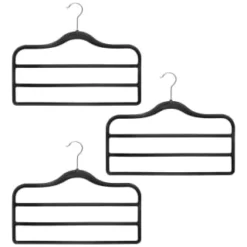 B&M Velvet Trouser Hangers 3pk - Black -Cheap Warm House Furnish Store 383688 3pk pure velvet trouser hangers black