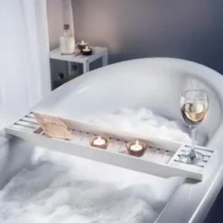 B&M White Over Bath Rack