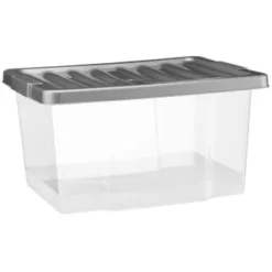 B&M Clear Storage Boxes With Lids 3pk 20L -Cheap Warm House Furnish Store 384092 20l lidded box 3pk