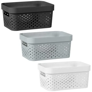 B&M Medium Rectangular Spot Storage Basket - White 2 B&M Medium Rectangular Spot Storage Basket - White - Image 2