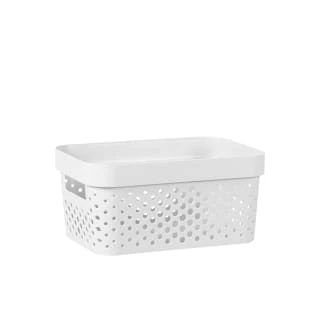 B&M Medium Rectangular Spot Storage Basket - White 1 B&M Medium Rectangular Spot Storage Basket - White