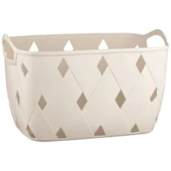Diamond Embossed Cream Storage Basket - Large