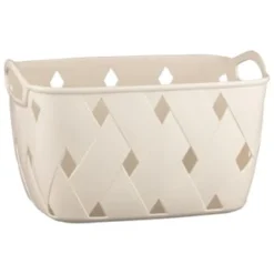 Diamond Embossed Cream Storage Basket - Medium