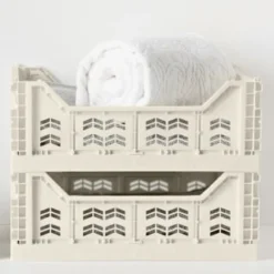 Midi Stacking Fold Flat Crate 30.6 X 20.5 X 12.6cm - Cream -Cheap Warm House Furnish Store 384970 384974 384975 home essentials midi stacking fold flat crate main