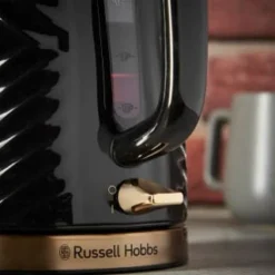 Russell Hobbs Groove Kettle 1.7L - Black & Gold -Cheap Warm House Furnish Store 386647 russell hobbs groove black and gold kettle 3