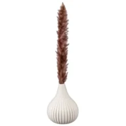 B&M Pink Pampas In Ribbed Vase