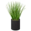 B&M Artificial Grass In Black Rattan Pot