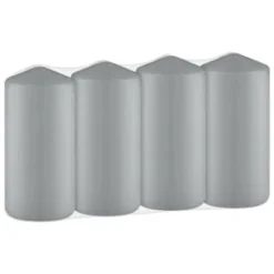 Grey Pillar Candles 4pk