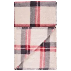 Simply Everyday Check Sherpa Throw - Red -Cheap Warm House Furnish Store 388703 red check sherpa throw 3