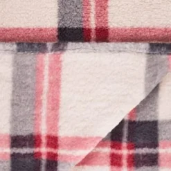 Simply Everyday Check Sherpa Throw - Red -Cheap Warm House Furnish Store 388703 red check sherpa throw 4