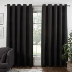 B&M Colorado Hopsack Fully Lined Black Eyelet Curtains 46 X 72"