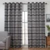 B&M Oakland Traditional Woven Grey Check Curtains 46 X 72"