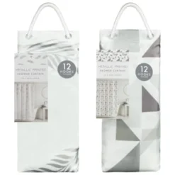 B&M Metallic Printed Shower Curtain - Silver Leaves -Cheap Warm House Furnish Store 390584 printed shower curtain group