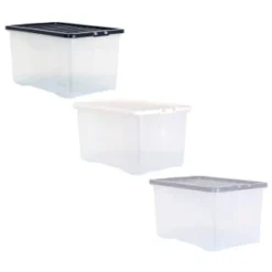 B&M Large Clear Storage Box With Lid 60L - Black 5 B&M Large Clear Storage Box With Lid 60L - Black -Cheap Warm House Furnish Store 391386 clear 60 litre box with lid group