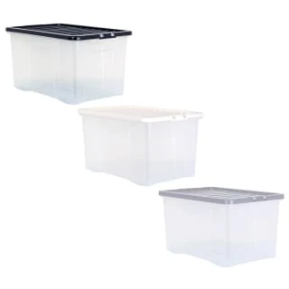 B&M Large Clear Storage Box With Lid 60L - Black 3 B&M Large Clear Storage Box With Lid 60L - Black - Image 3