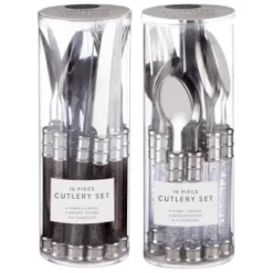 Simply Everyday Bubble Cutlery Set 16pc - Charcoal -Cheap Warm House Furnish Store 392130 16 piece cutlery set clear