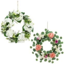Bloom Spring Flowers Wreath - Pink -Cheap Warm House Furnish Store 392822 spring flowers wreath white