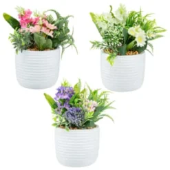 Bloom Mixed Flowers In Pot - White -Cheap Warm House Furnish Store 392829 mixed flowers in pot group