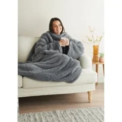 Home Essentials Teddy TV Blanket - Charcoal -Cheap Warm House Furnish Store 393425 home essentials teddy tv blanket charcoal