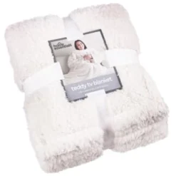 Home Essentials Teddy TV Blanket - Cream