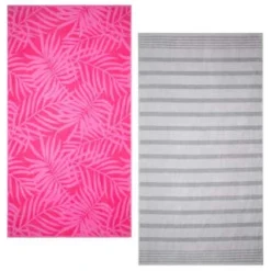 B&M Oversized Jacquard Beach Towel - Pink Tropical -Cheap Warm House Furnish Store 393922 oversize jacquard beach towel group 2