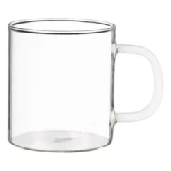 B&M Glass Mug With Coloured Handle