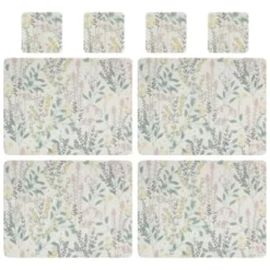 B&M Floral Placemat & Coaster Set 8pc