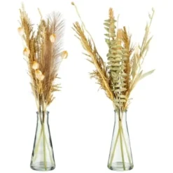 B&M Pampas & Leaf In Glass Vase -Cheap Warm House Furnish Store 394707 pampas and leaf in glass vase group