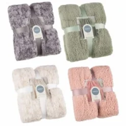 B&M Simply Two Tone Teddy Throw - Grey -Cheap Warm House Furnish Store 394924 394926 394927 394928 simply plain teddy throw group 3
