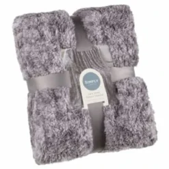 B&M Simply Two Tone Teddy Throw - Grey
