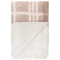 B&M Check Sherpa Throw - Natural -Cheap Warm House Furnish Store 394999 check sherpa throw natural 2