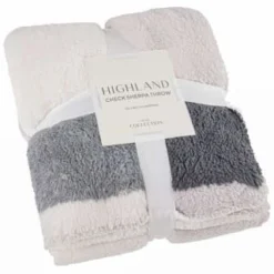 Grey Check Sherpa Throw