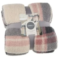 Simply Blush Check Sherpa Throw