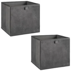 Lokken Velvet Storage Cubes 2pk - Grey -Cheap Warm House Furnish Store 395825 2pk velvet lokken storage cubes grey 3