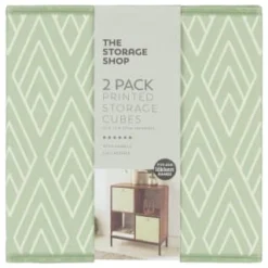 Lokken Printed Storage Cubes 2pk - Sage Diamond -Cheap Warm House Furnish Store 395843 2pk printed lokken storage cubes sage diamond 2