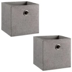 Lokken Linen Storage Cubes 2pk - Grey -Cheap Warm House Furnish Store 395851 2pk linen lokken storage cubes grey 3