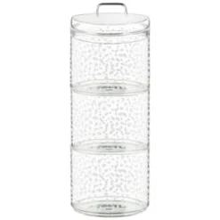 B&M Printed Glass Stackable Storage Jars 3pc - White -Cheap Warm House Furnish Store 396484 3pk printed glass stackable storage jars white 4