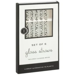 B&M Set Of 6 Glass Drinking Straws - Dots